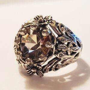 New STERLING SILVER plated AMETHYST VICTORIAN VINTAGE SZ 7